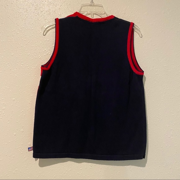 Karen Scott VEST Woman’s Medium TOP RED WHITE BLUE STARS Stripes Vest sleeveless - Picture 4 of 4